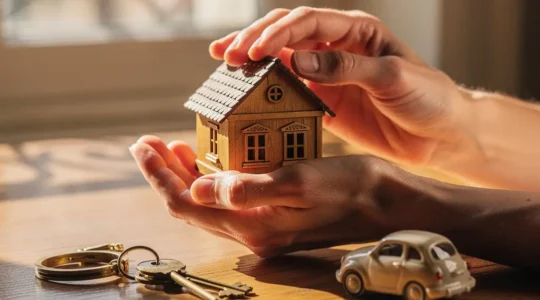 Scène symbolique représentant la protection offerte par l'assurance responsabilité civile dans le cadre de locations et partages entre particuliers en France
