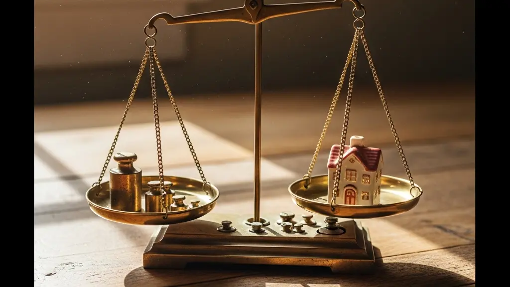 Balance ancienne en laiton symbolisant l'équilibre entre les intérêts du client et ceux de la compagnie d'assurance