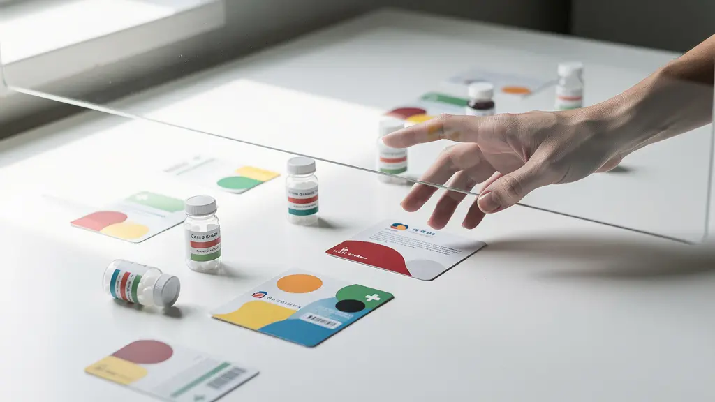 Cartes de santé et dispositifs médicaux symbolisant les problèmes de tiers payant