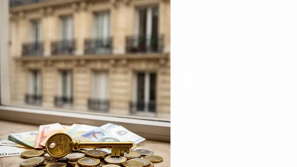 Clé dorée posée sur un coussin de pièces de monnaie, symbolisant les économies réalisées sur un crédit immobilier grâce à la loi Lemoine