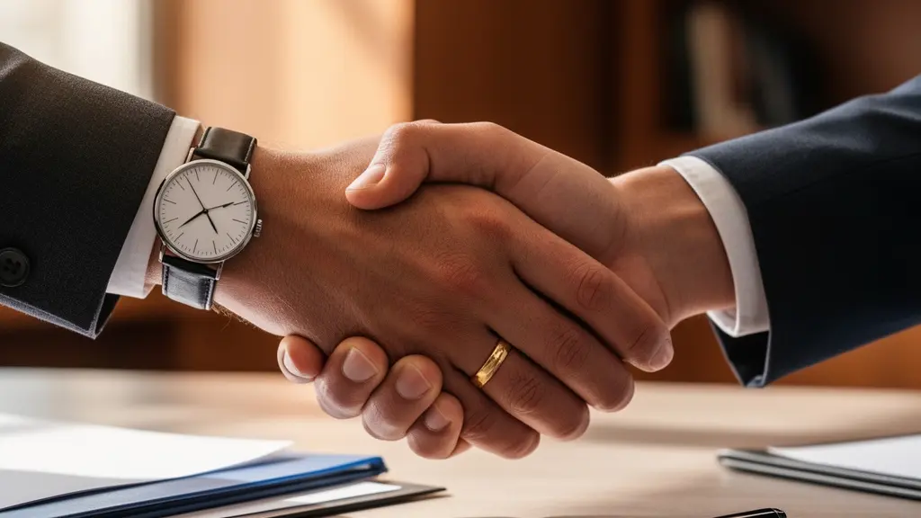 Moment solennel de signature d'un accord mettant fin définitivement à un litige